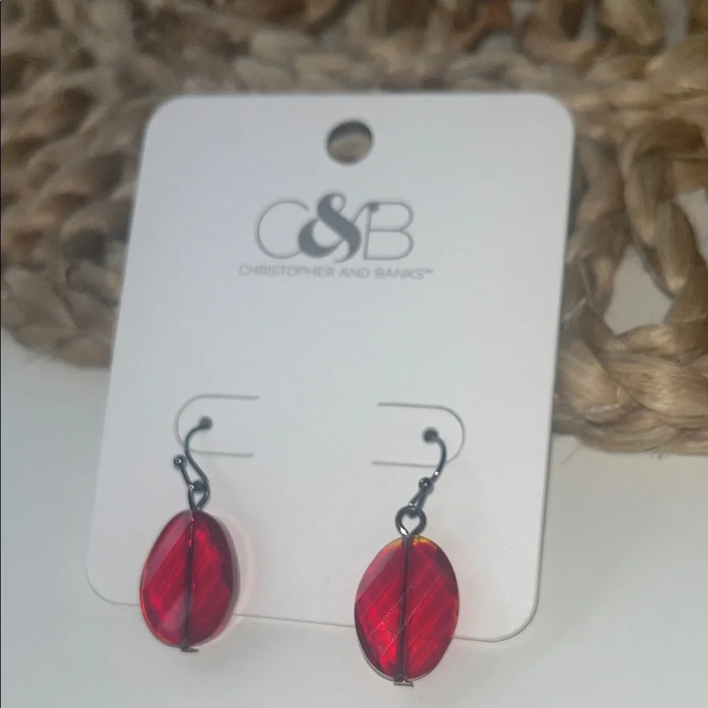 Christopher & Banks Red Bead Faceted Drop Earrings #boho #indie